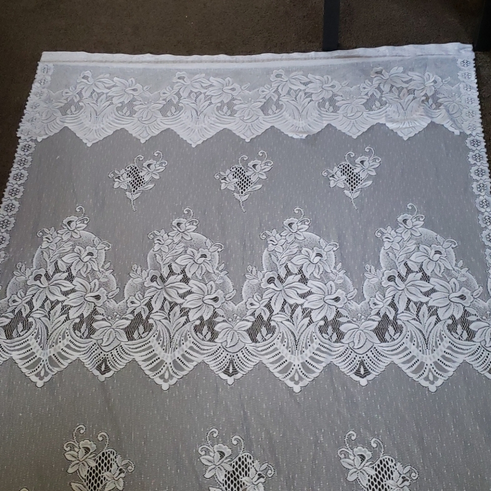 3 piece set white lace curtains
